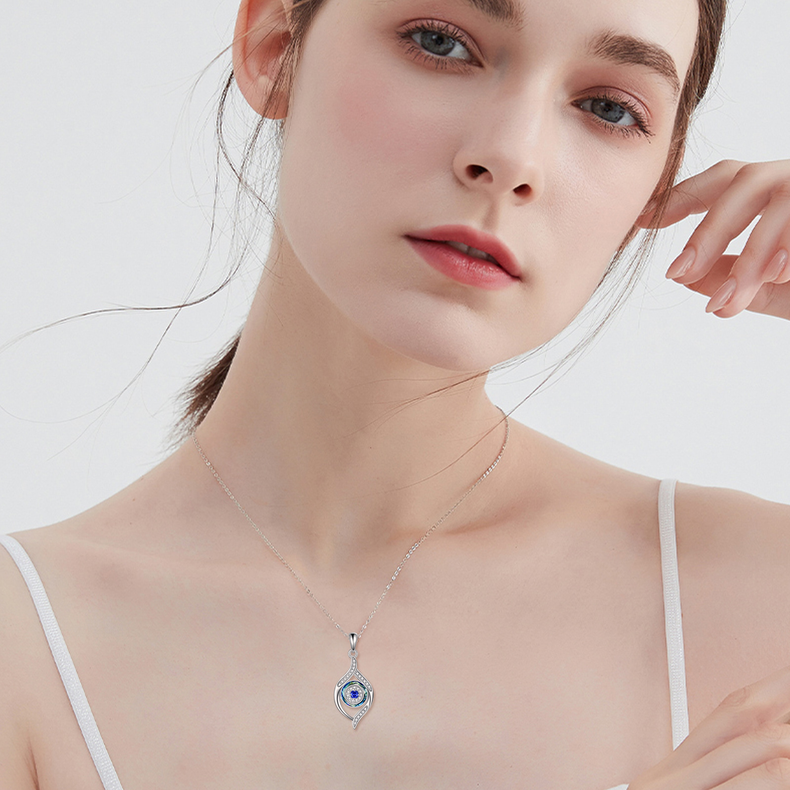 Women's Sterling Silver Evil Eye Urn Necklace